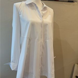 Joseph Ribkoff White Longline Button-Down Tunic Shirt
